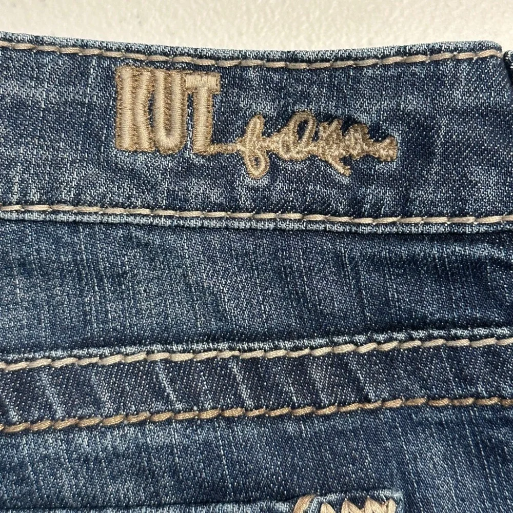 KUT from the Kloth Women's Size 14 Straight Leg Jeans Blue Medium Wash Whiskered